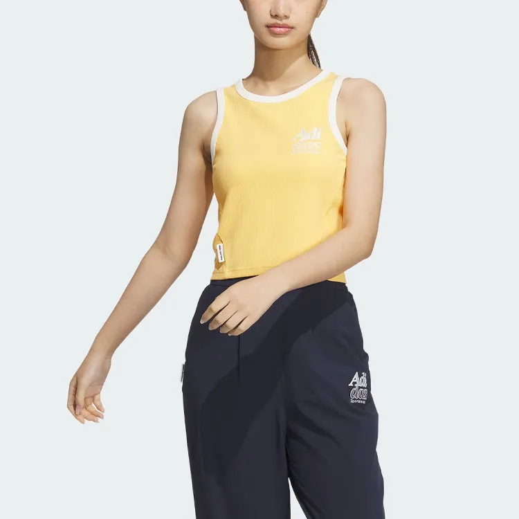 Adidas Logo Tank Top Sport Vests Women's Apricot Yellow-1