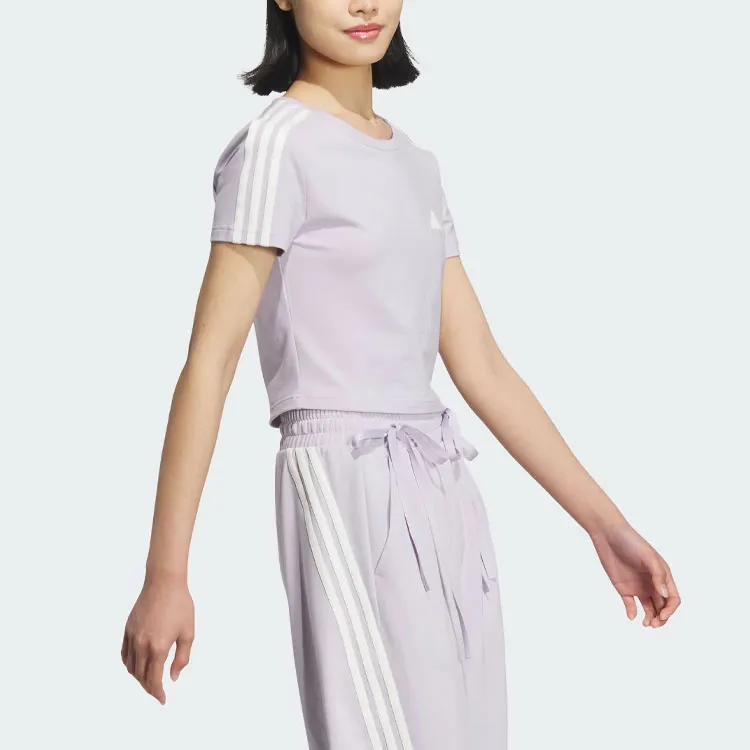 Adidas Set in Sleeve T Shirt Women's Silver Purple-3