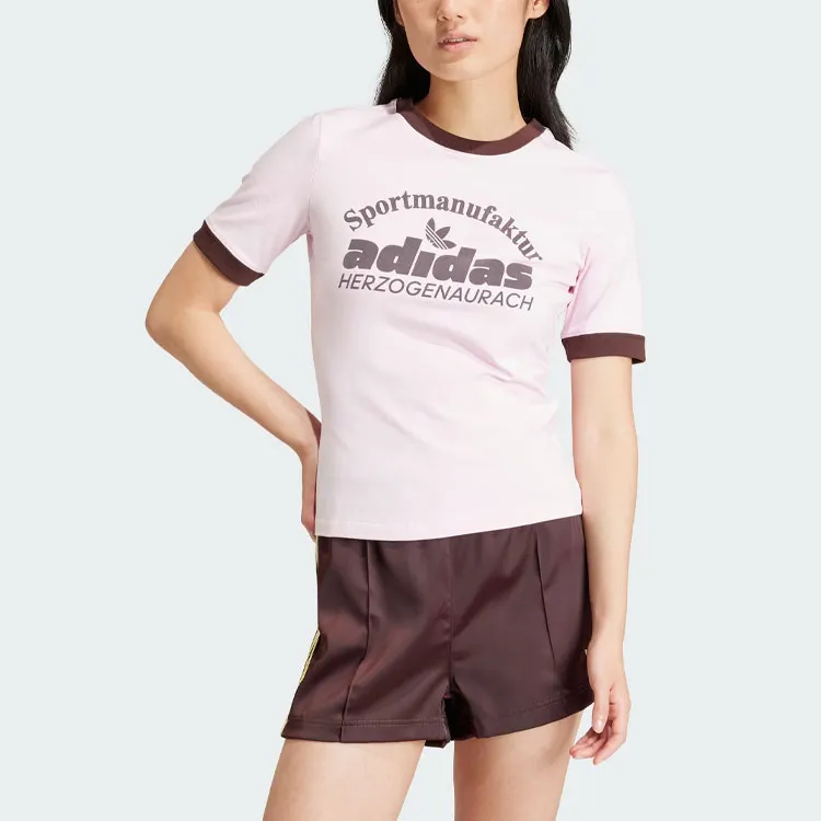 Adidas Originals T Shirt Women's Clear Pink-2