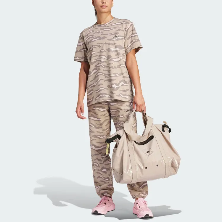 Adidas x Stella McCartney Drop Shoulder Sleeve T Shirt Women's Shadow Trace Khaki Brown-4