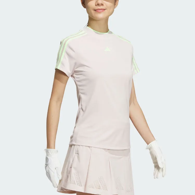 Adidas Aeroready Mock Neck Shirt T Shirt Women's Gray Purple Pink-3