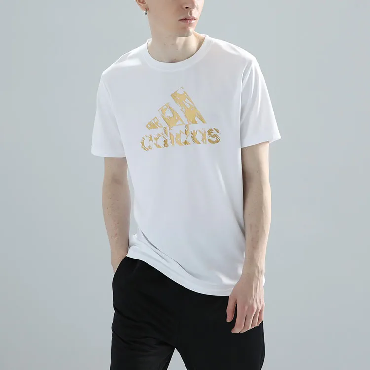 Adidas T Shirt Unisex White Gold-3