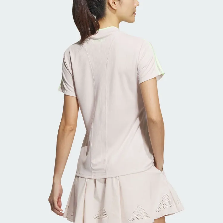 Adidas Aeroready Mock Neck Shirt T Shirt Women's Gray Purple Pink-2