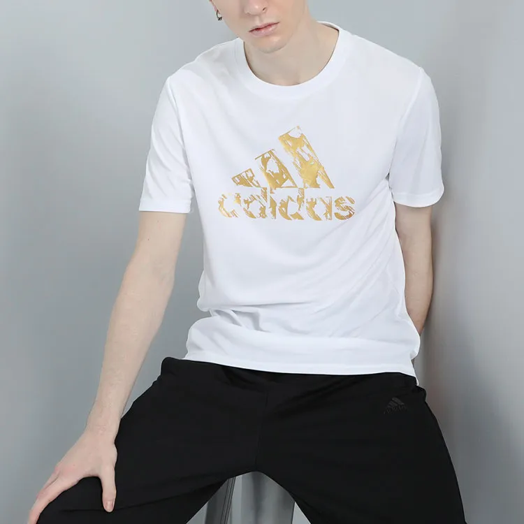 Adidas T Shirt Unisex White Gold-5
