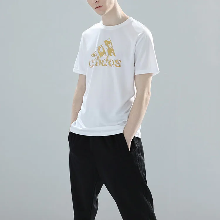 Adidas T Shirt Unisex White Gold-6