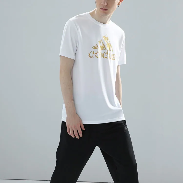 Adidas T Shirt Unisex White Gold-4