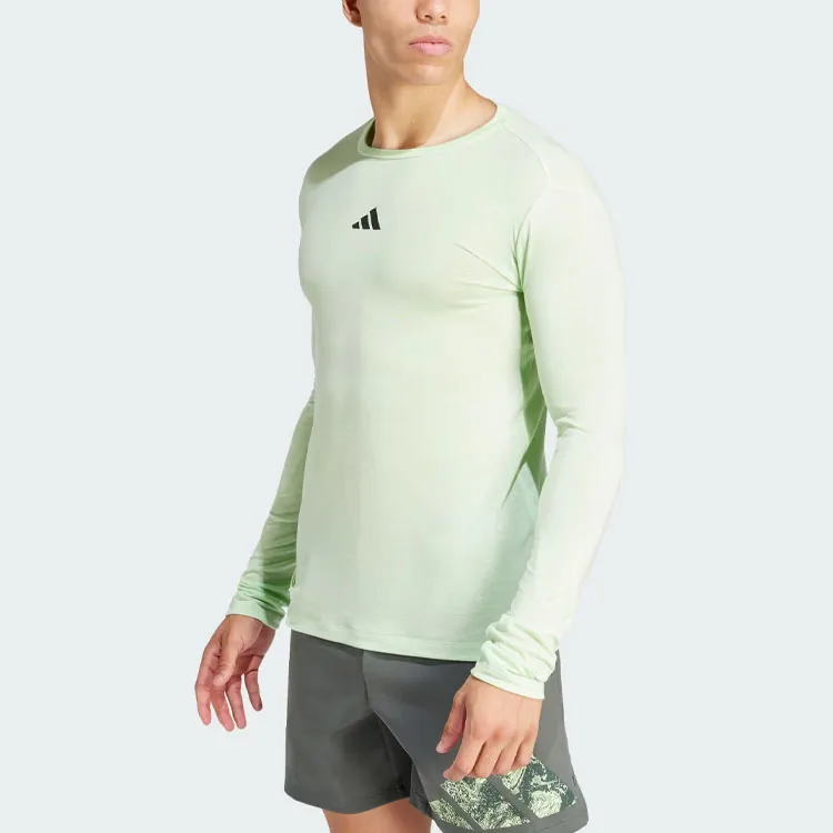 Adidas Workout Long Sleeve Tee T-Shirt Men's Half Green-1
