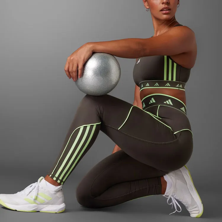 Adidas Hyperglam Color Pop Full-Length Leggings Leggings Women's Olive-4