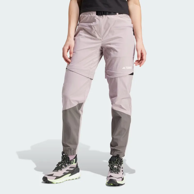 Adidas Terrex Utilitas Hiking Zip-Off Tracksuit Bottoms Woven Sweatpants Women's Purple-3
