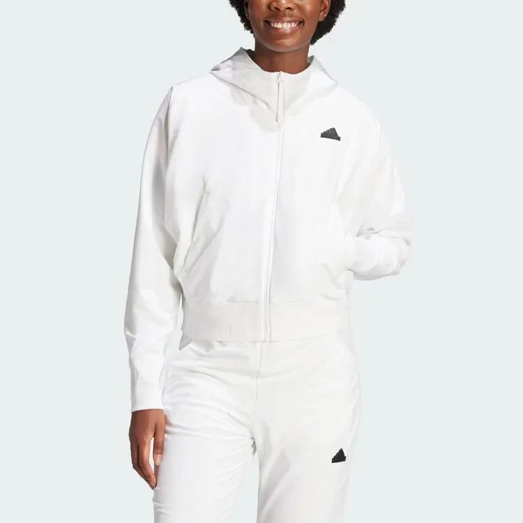 Adidas Z.N.E. Woven Full-Zip Hoodie Jackets Coats Women's White-1
