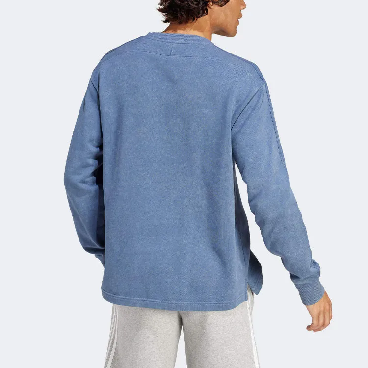 Adidas All Szn French Terry 3 Stripes Garment Wash Crew Sweatshirt-2