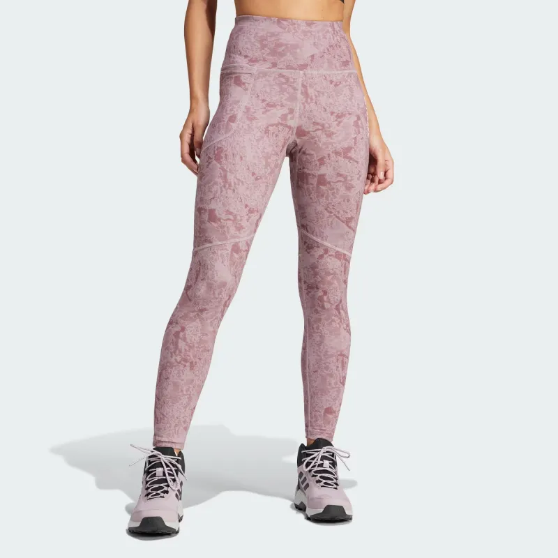Adidas Terrex Multi Allover Print Leggings Leggings Women's Russet Red-1