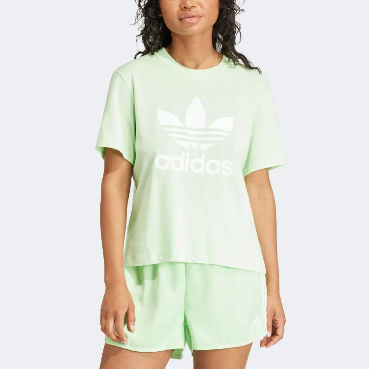Adidas Originals Drop Shoulder Sleeve T Shirt Women's Light Green-1