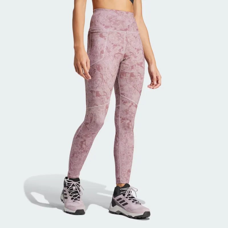 Adidas Terrex Multi Allover Print Leggings Leggings Women's Russet Red-3