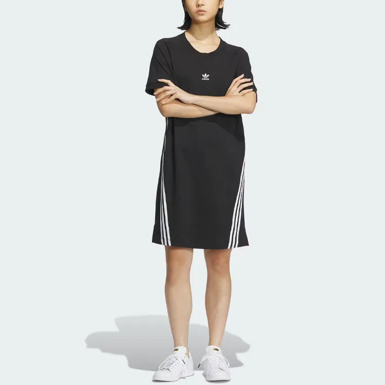 Adidas Originals Sportswear Dress Short Sleeved Dresses Women's Black-1