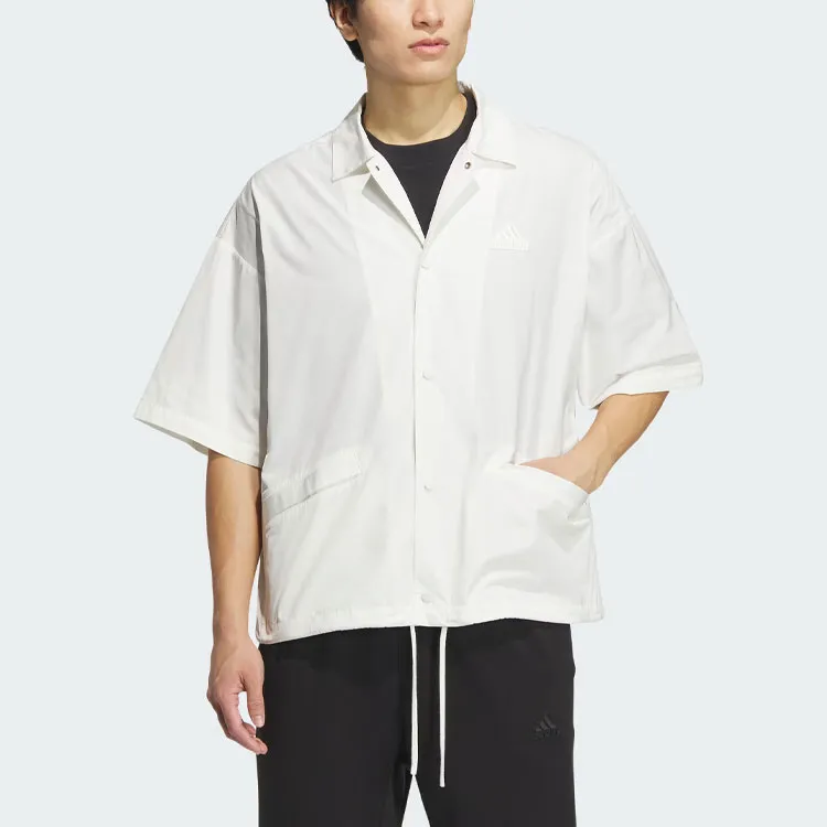 Adidas Short Sleeve Coach Jacket Jackets Coats Men's Jade White-1
