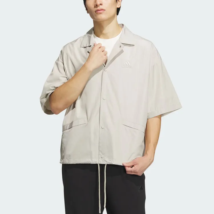 Adidas Short Sleeve Coach Jacket Jackets Coats Men's Light Gray-1