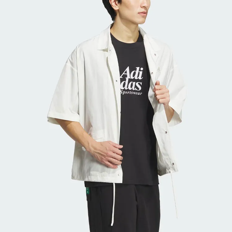 Adidas Short Sleeve Coach Jacket Jackets Coats Men's Jade White-2