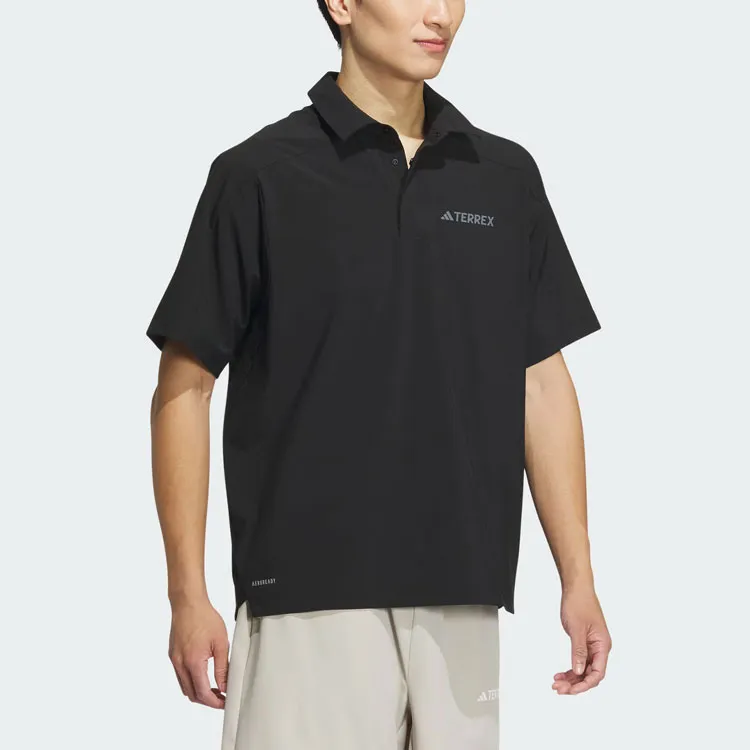 Adidas Woven Aeroready Polo Shirt Polo Shirt Men's Black-3