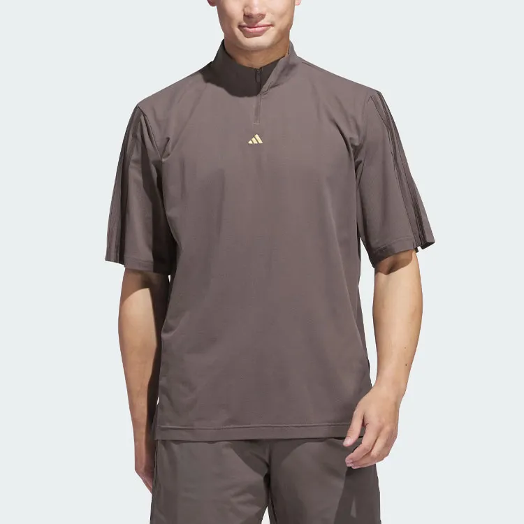 Adidas Ultimate365 Twistknit Piqué Mock Polo Shirt Men's Charcoal Gray-1