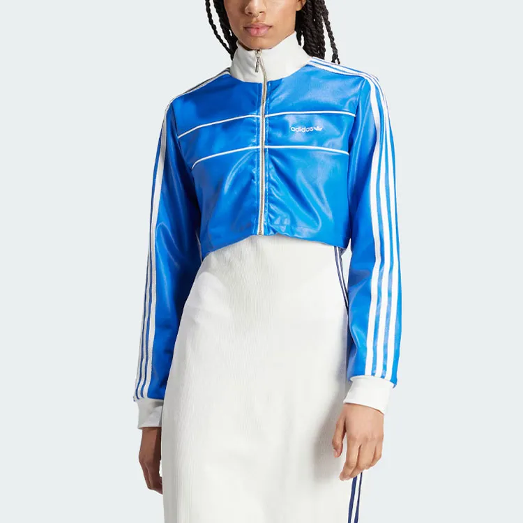 Adidas Originals Premium Cropped Track Top Crop Tops Women's Blue-1