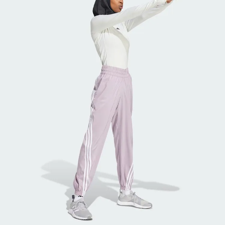 Adidas Train Icons Woven Pants Athletic Trousers Women's Gray Purple-3