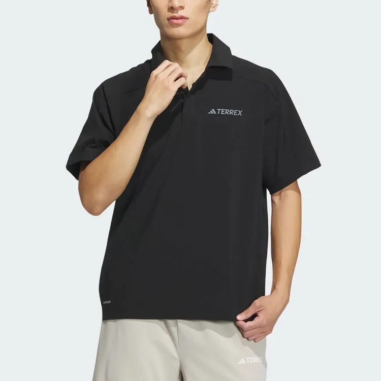 Adidas Woven Aeroready Polo Shirt Polo Shirt Men's Black-1