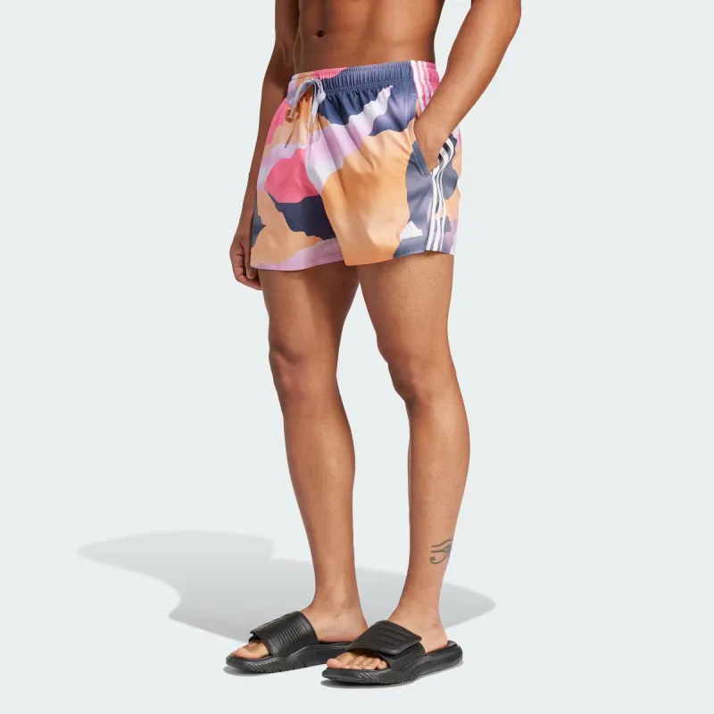 Adidas City Escape Camo 3-Stripes Cix Swim Shorts Swimming Shorts Men's Silver Purple-1