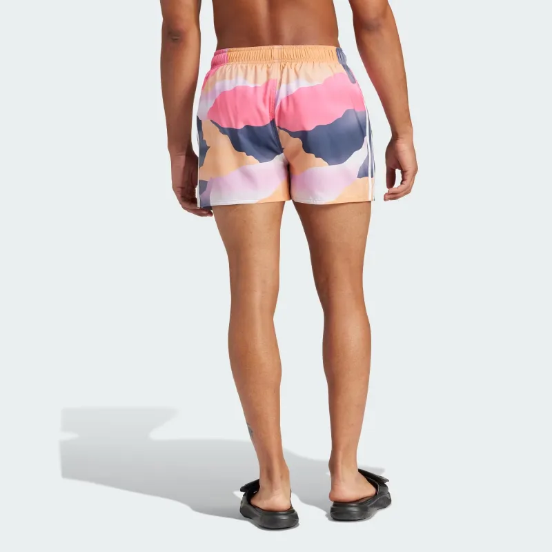 Adidas City Escape Camo 3-Stripes Cix Swim Shorts Swimming Shorts Men's Silver Purple-2