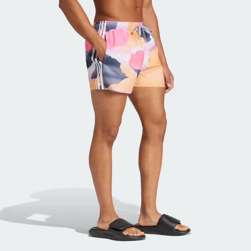 Adidas City Escape Camo 3-Stripes Cix Swim Shorts Swimming Shorts Men's Silver Purple-3
