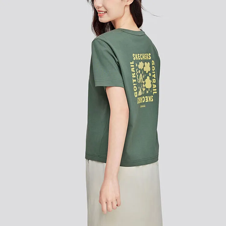 Skechers Drop Shoulder Sleeve T Shirt Women's Agave Green-3