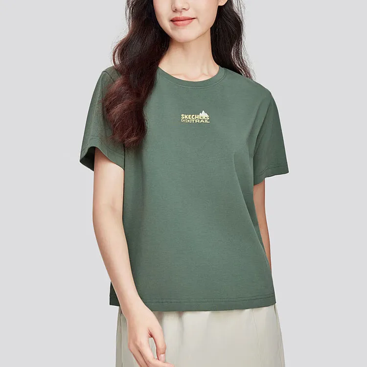 Skechers Drop Shoulder Sleeve T Shirt Women's Agave Green-2