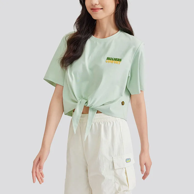 Skechers Drop Shoulder Sleeve T Shirt Women's Lily Green-3