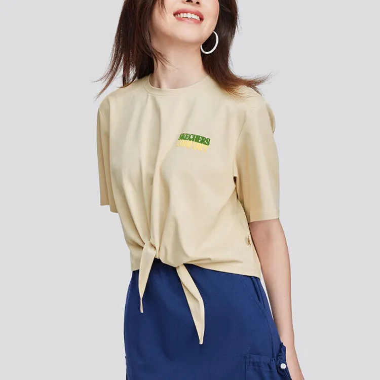 Skechers Drop Shoulder Sleeve T Shirt Women's Irish Cream-3