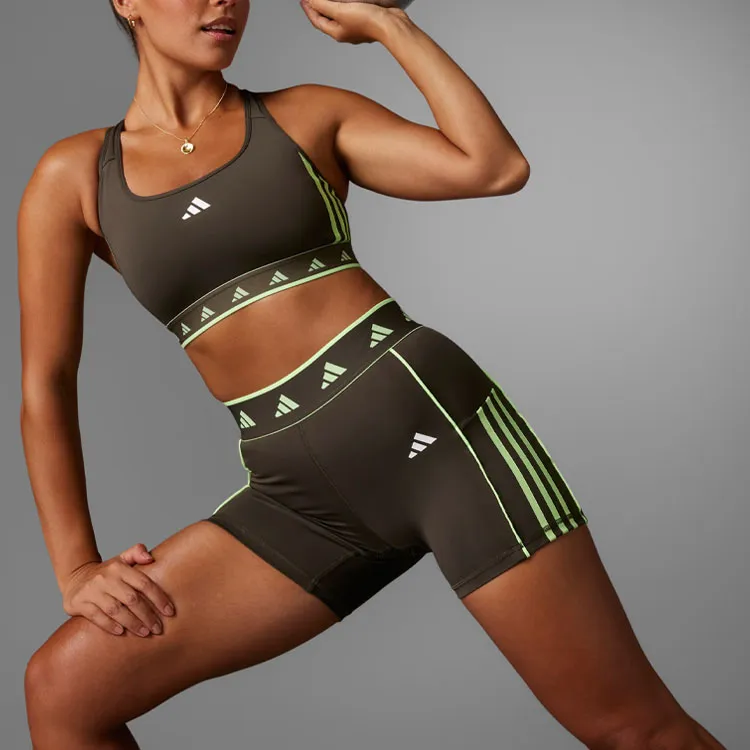Adidas Hyperglam Colour Pop 5-Inch Leggings Sports Shorts Women's Contour Olive-1