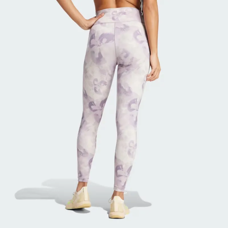 Adidas Train Essentials Aop Flower Tie Dye Leggings Women's Purple-3