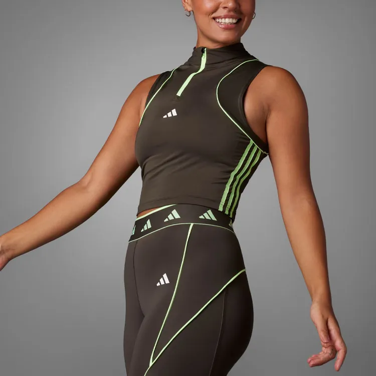 Adidas Hyperglam Color Pop Training Tank Top Tank Tops Women's Contour Olive-1