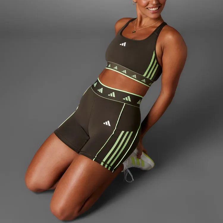 Adidas Hyperglam Colour Pop 5-Inch Leggings Sports Shorts Women's Contour Olive-3