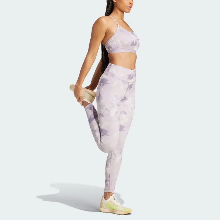 Adidas Train Essentials Aop Flower Tie Dye Leggings Women's Purple-2