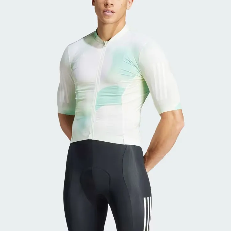 Adidas Tempo 3-Stripes Nature Art Cycling Jersey Cycling Clothing Men's Light Green-1