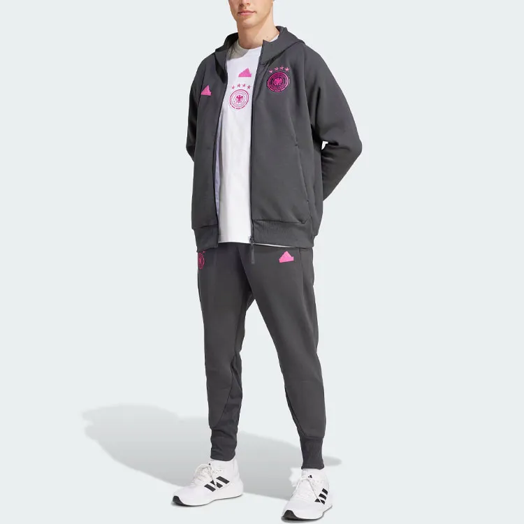 Adidas Germany Travel Full Zip Hoodie Jackets Coats Men's Carbon Black-4