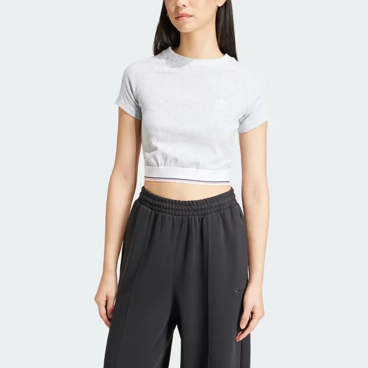 adidas originals Tape Waistband Tee 'Light Grey Heather'-1