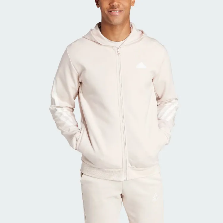Adidas Future Icons 3-Stripes Full Zip Hoodie Sweatshirt Men's Beige-1