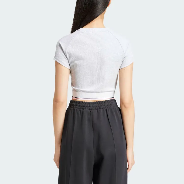 adidas originals Tape Waistband Tee 'Light Grey Heather'-2