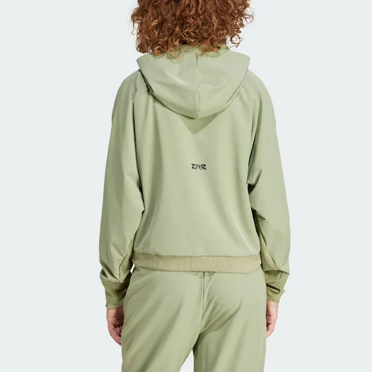 Adidas Z.N.E. Woven Full-Zip Hoodie Jackets Coats Women's Green-1