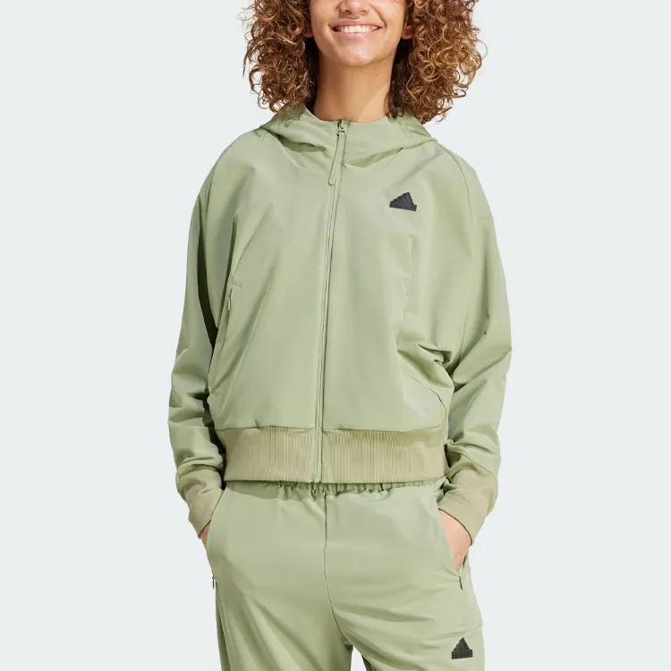 Adidas Z.N.E. Woven Full-Zip Hoodie Jackets Coats Women's Green-3