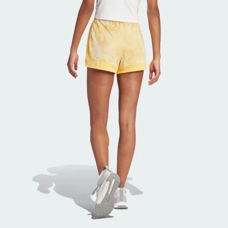 Adidas Pacer Essentials Aop Flower Tie Dye Knit Shorts Sports Shorts Women's Yellow-2
