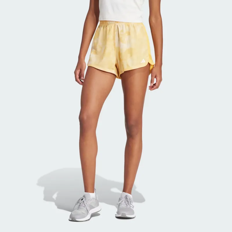 Adidas Pacer Essentials Aop Flower Tie Dye Knit Shorts Sports Shorts Women's Yellow-1