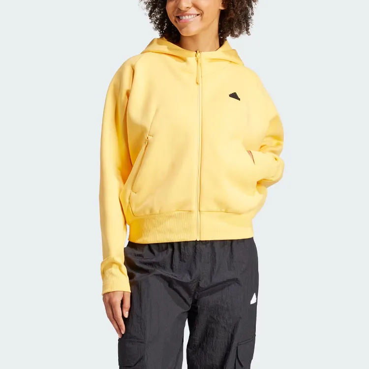 Adidas Z.N.E. Full-Zip Hoodie Sweatshirt Women's Yellow-1