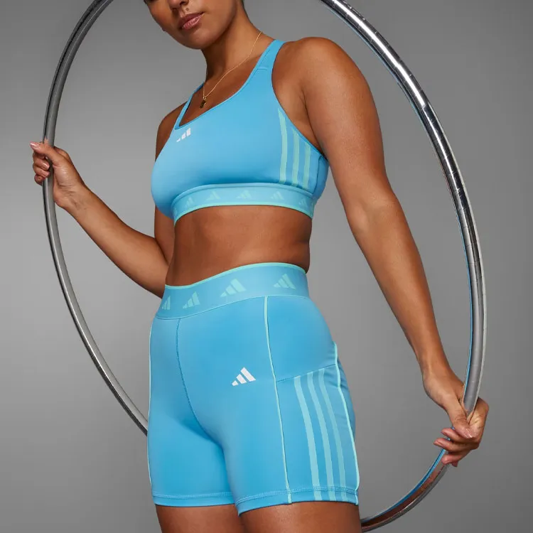 Adidas Hyperglam Colour Pop 5-Inch Leggings Sports Shorts Women's Blue-1